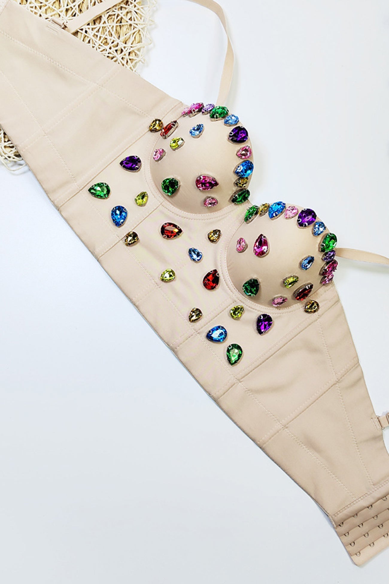 Colorful Rhinestone Corset Cami Top - Fashionpara