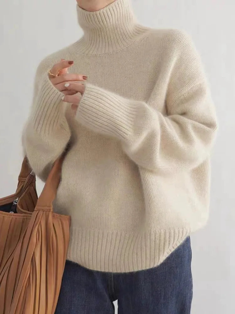 Turtleneck Long Sleeve Oversized Knit Sweater