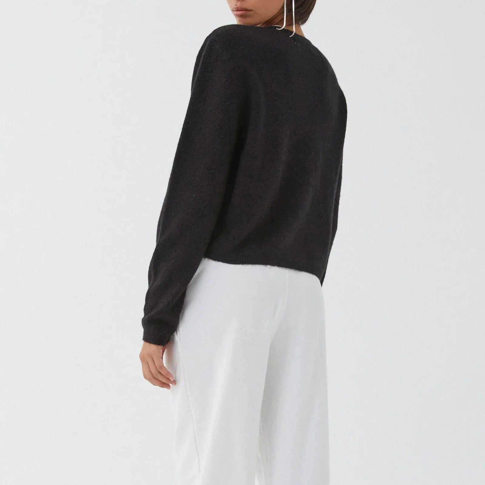 Solid Vintage Round Neck Button Cardigan