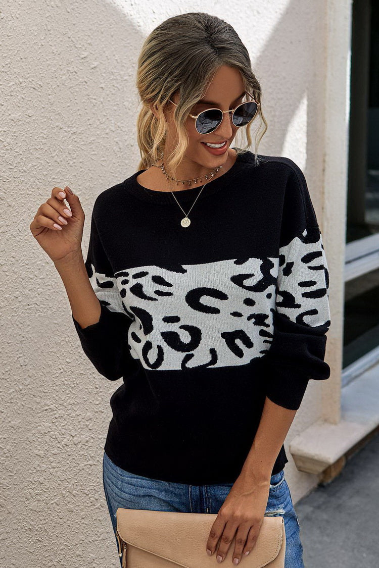 RadyRin Leopard Print Turtleneck Sweater for Stylish Comfort