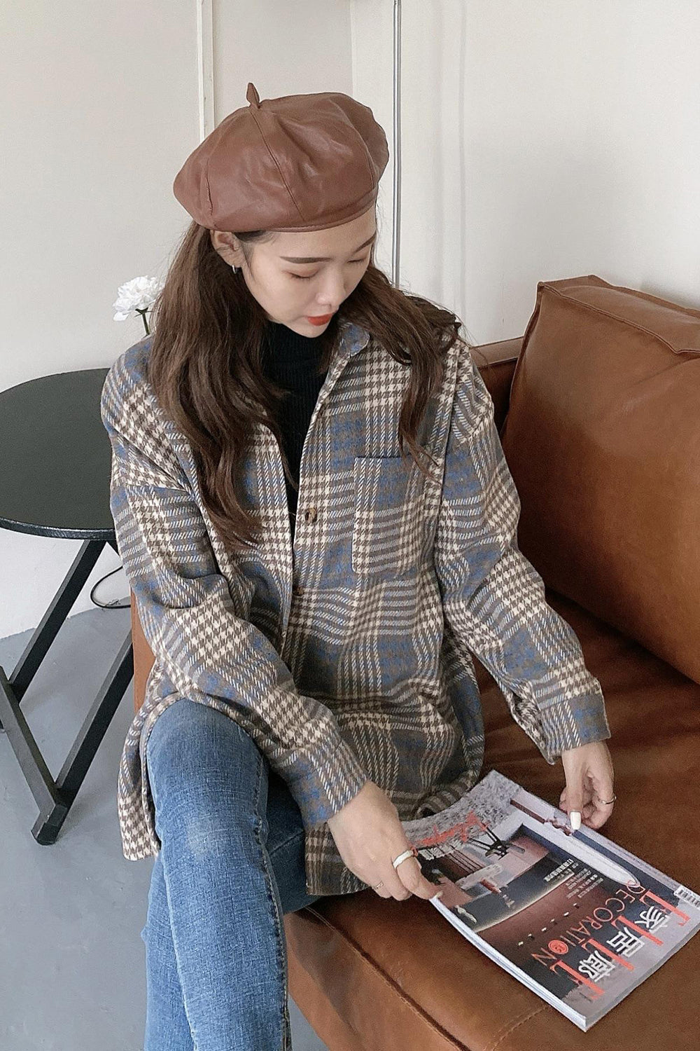 Frayed Hem Plaid Flannel Coat for Effortless Style