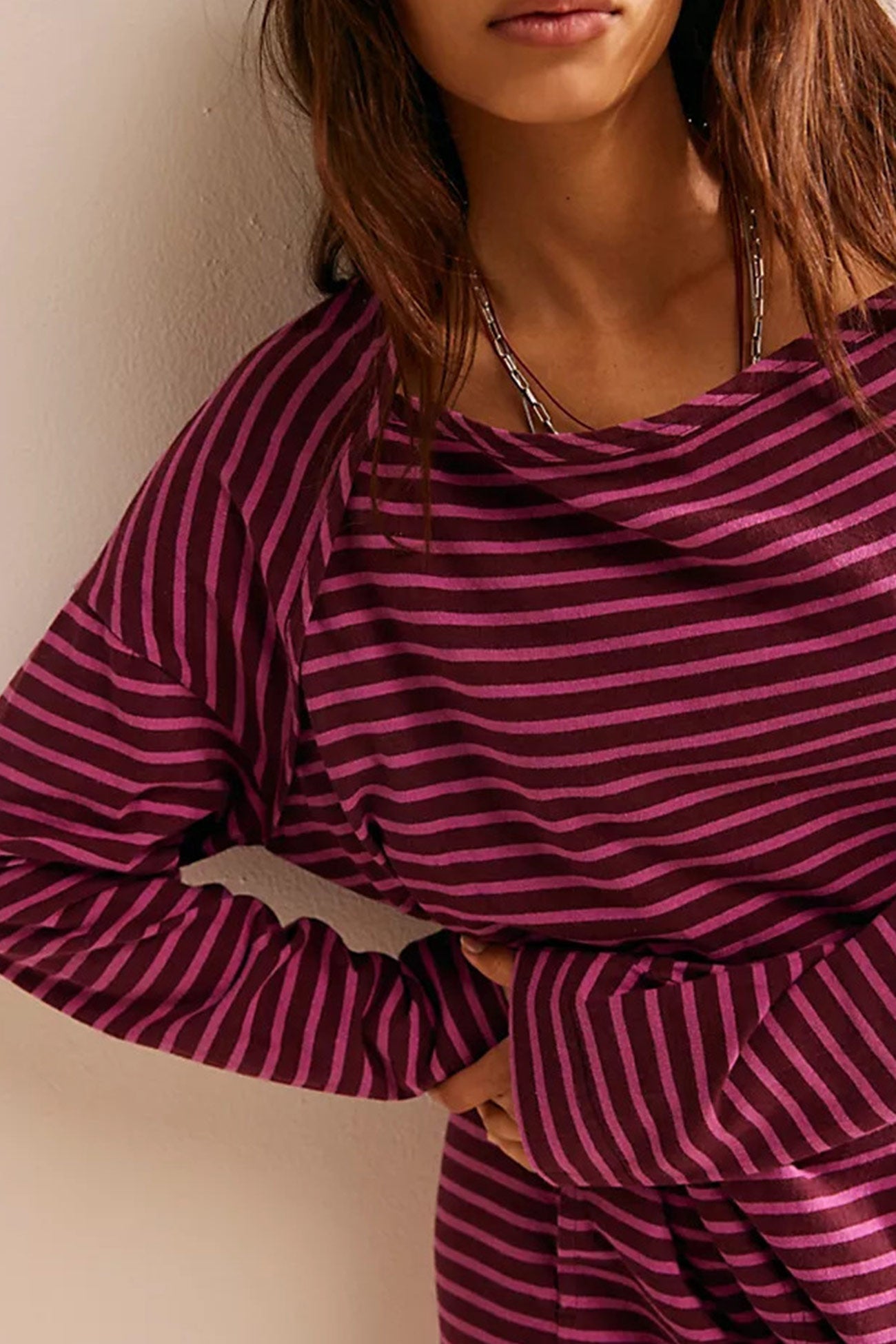 Contrast Color Striped Back Slit Dress