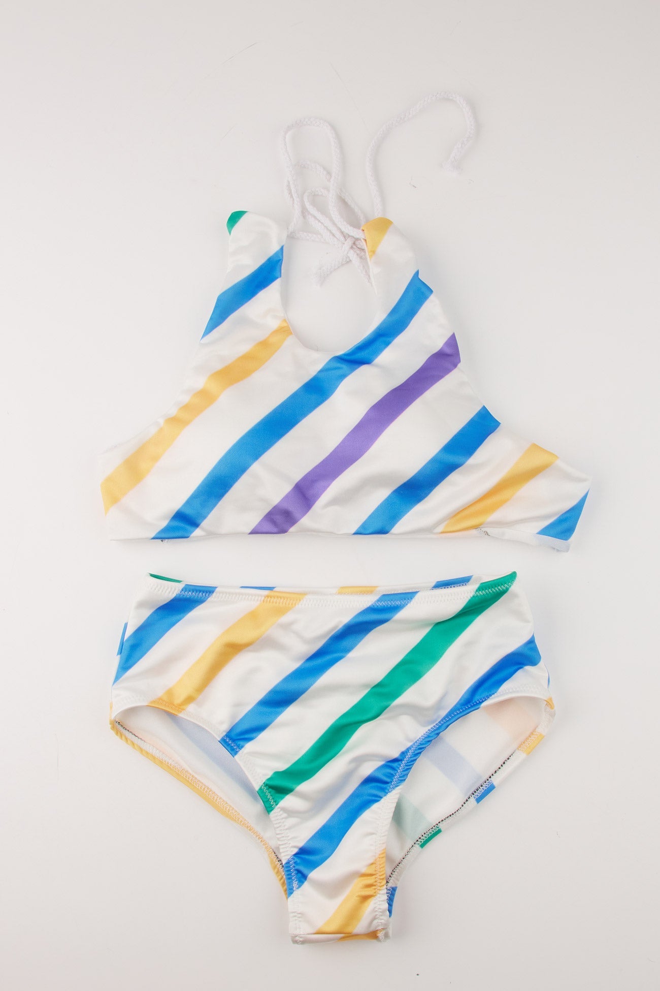Contrast Striped Print Two-Piece Swimsuit