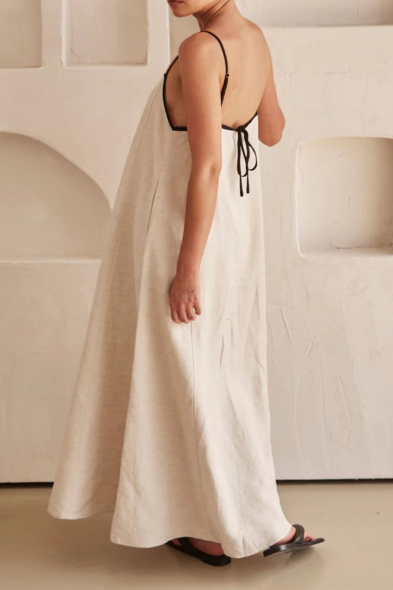 Contrast Loose Strappy Midi Dress