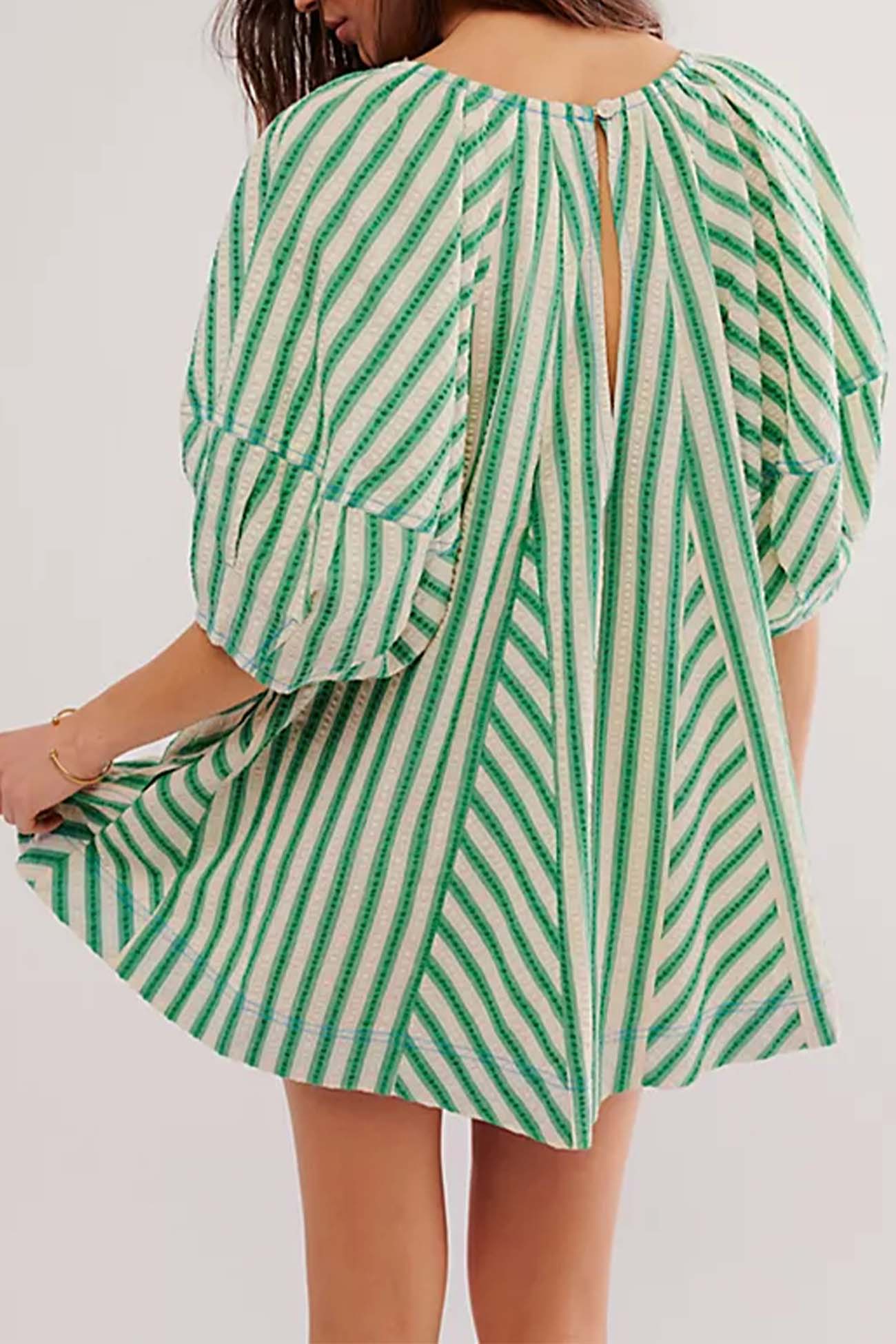Contrast Stripe Drawstring Rompers - Fashionpara