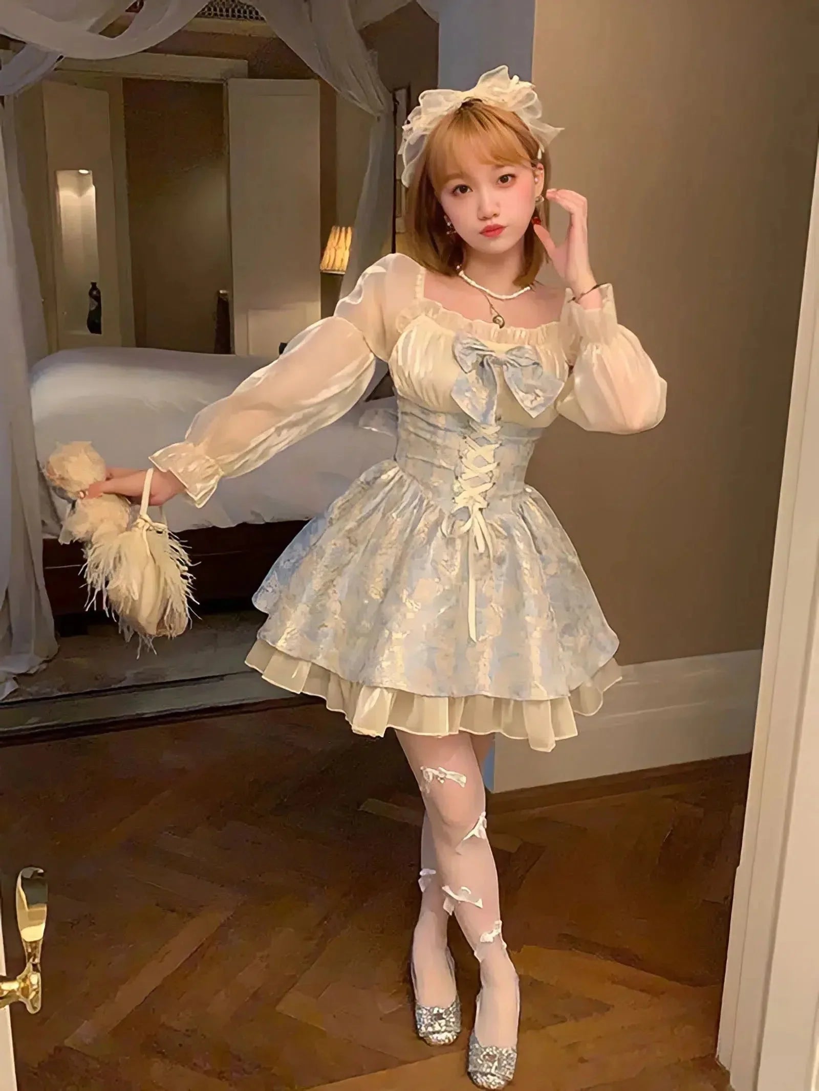 Coquette Bow Princess Mini Dress - Fashionpara