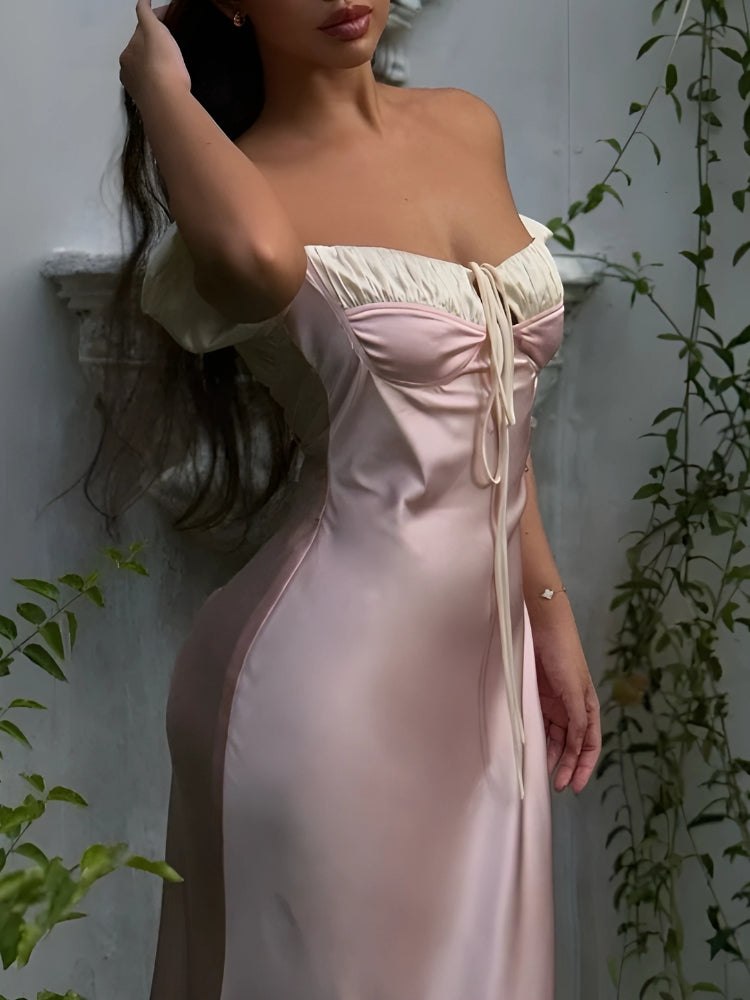 Coquette Princess Satin Maxi Dress - View 4