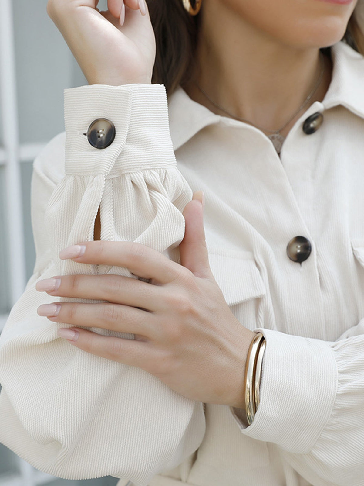KittenAlarm - Cord Front Pockets Self Waist Tie Shirt Dress
