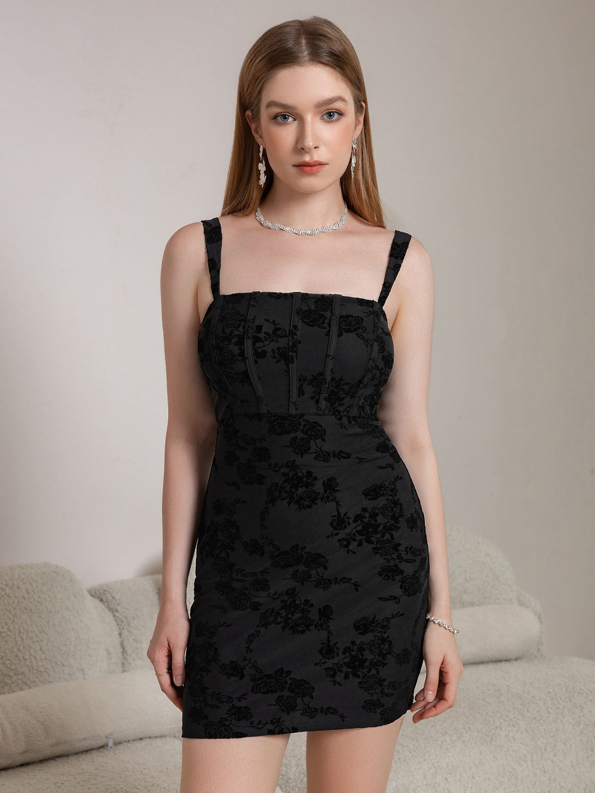 Floral Corset Spaghetti Strap Bodycon Mini Dress - View 6