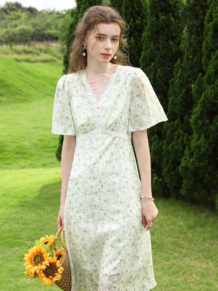 Cottagecore Floral Midi Dress