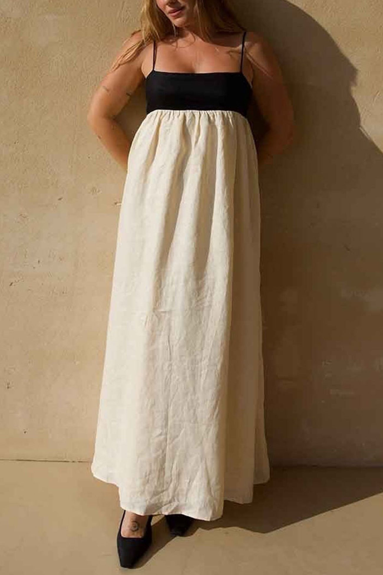 Cotton Contrast Patchwork Cami Dress - Fashionpara