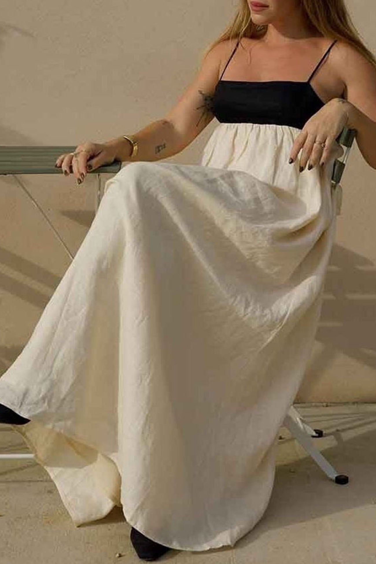 Cotton Contrast Patchwork Cami Dress - Fashionpara