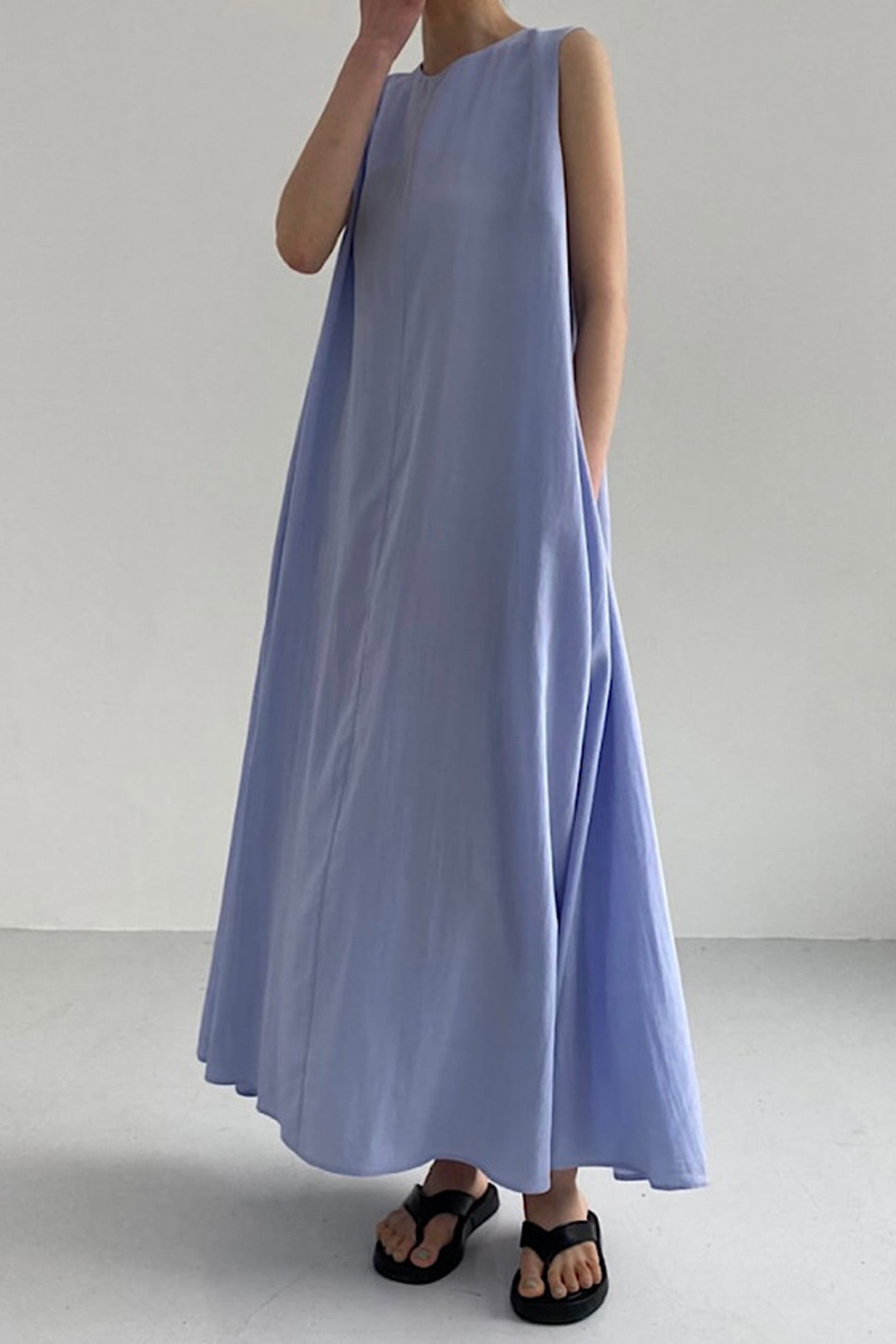 Cotton Loose Pocketed Tank Dress - Fashionpara