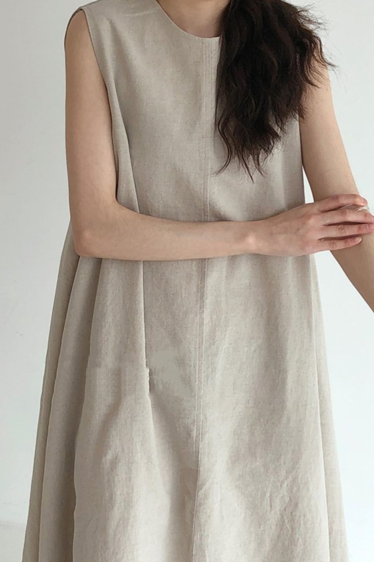 Cotton Loose Pocketed Tank Dress - Fashionpara