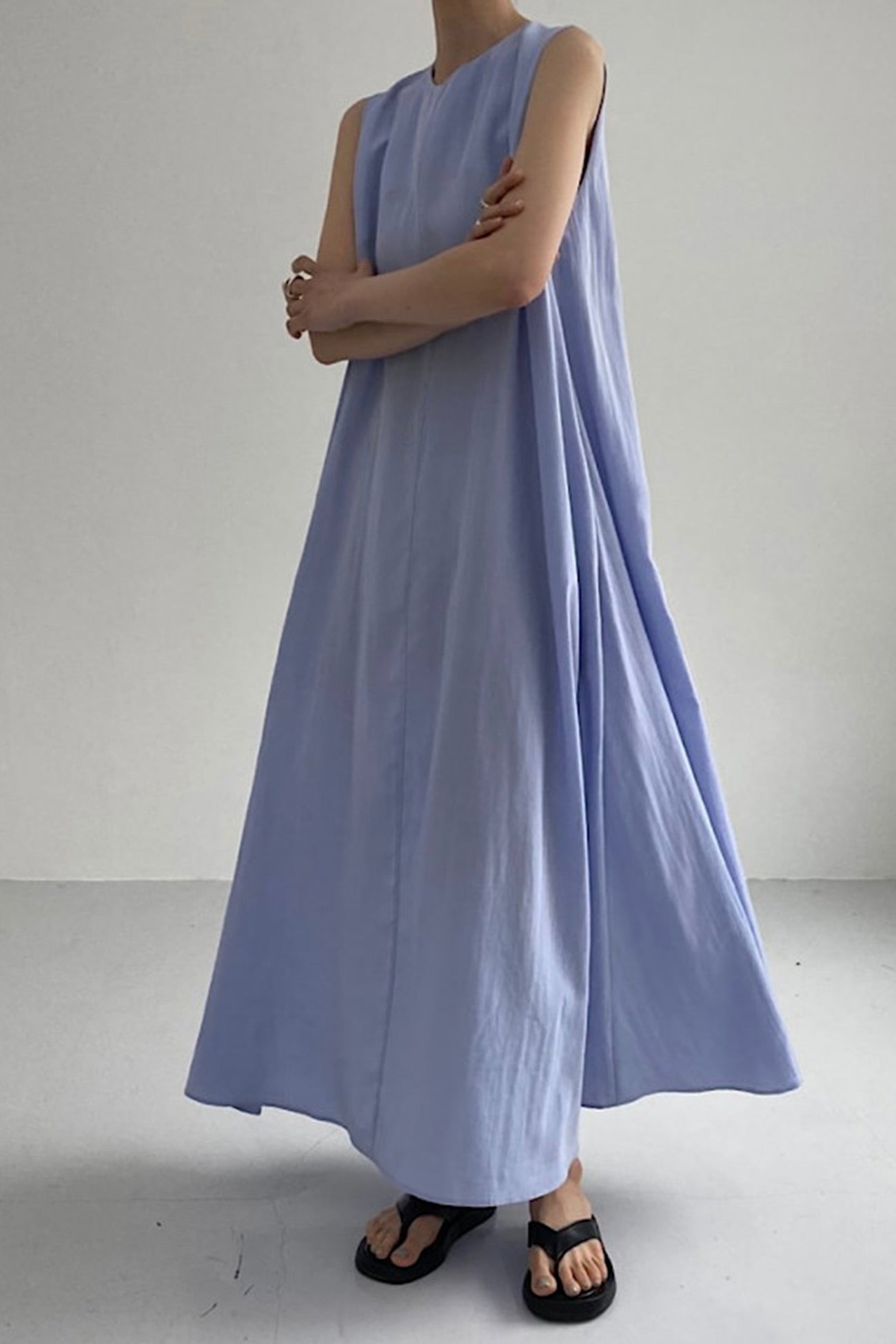 Cotton Loose Pocketed Tank Dress - Fashionpara