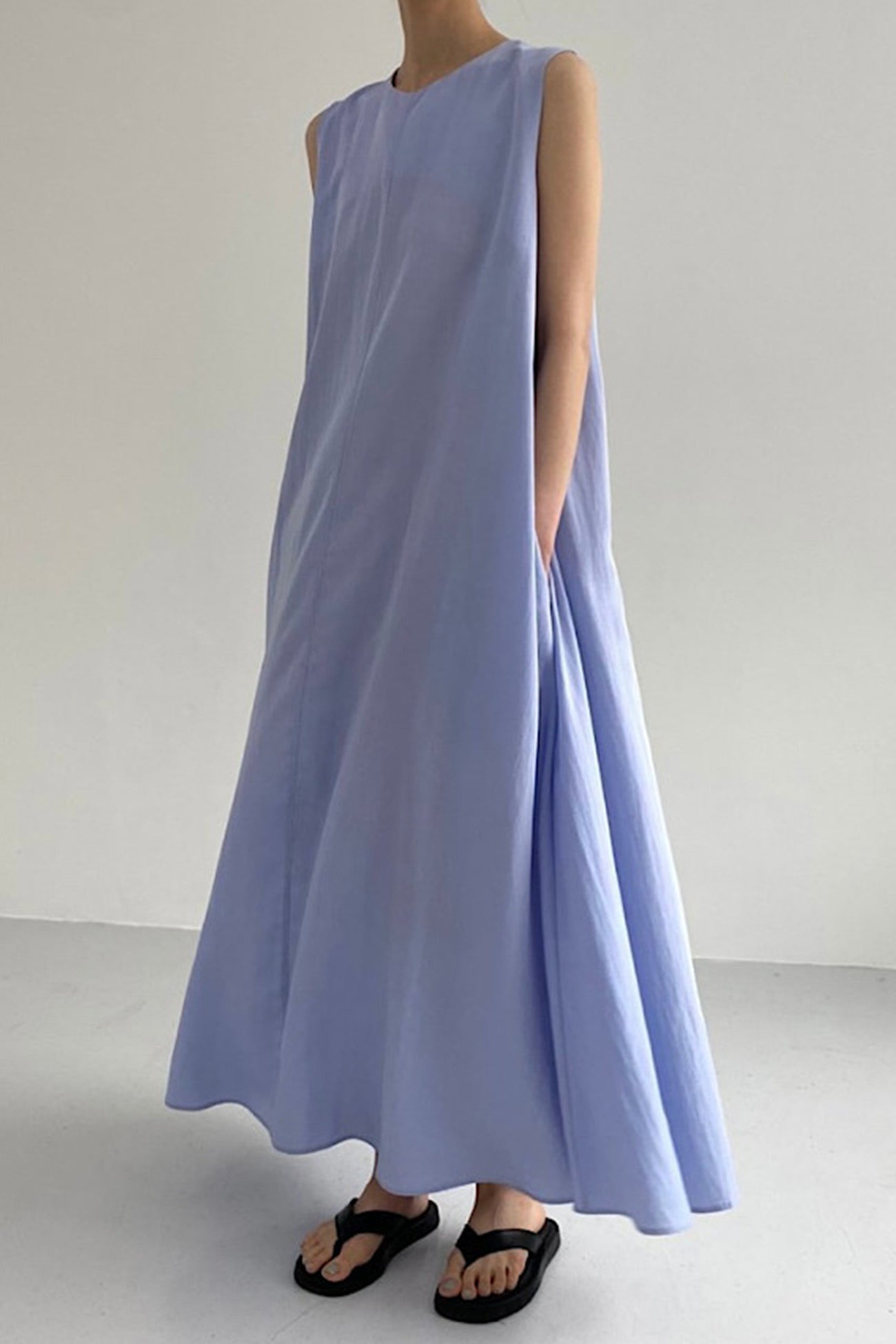 Cotton Loose Pocketed Tank Dress - Fashionpara