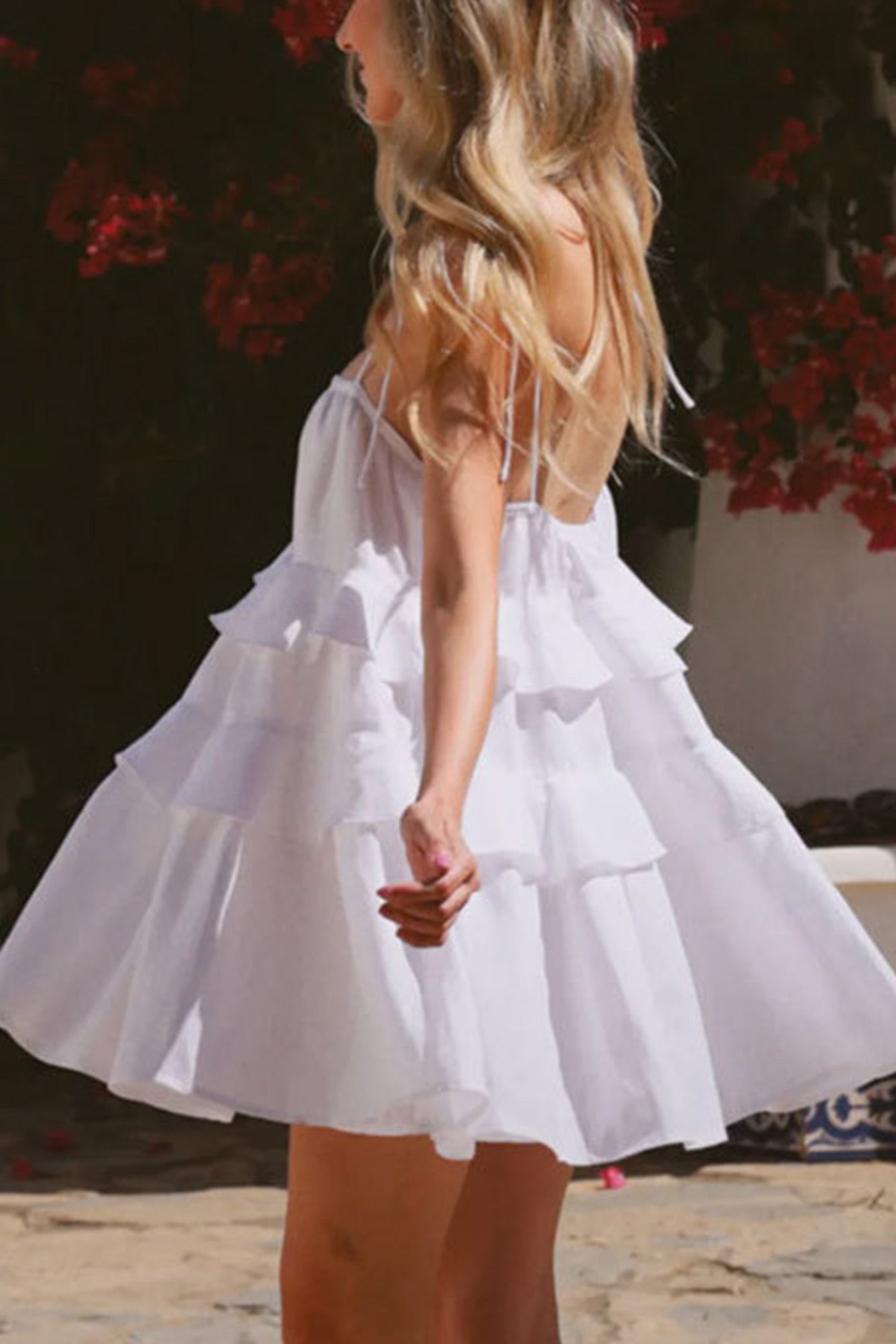 Cotton Tie-straps Tiered Cami Babydoll Dress - Fashionpara