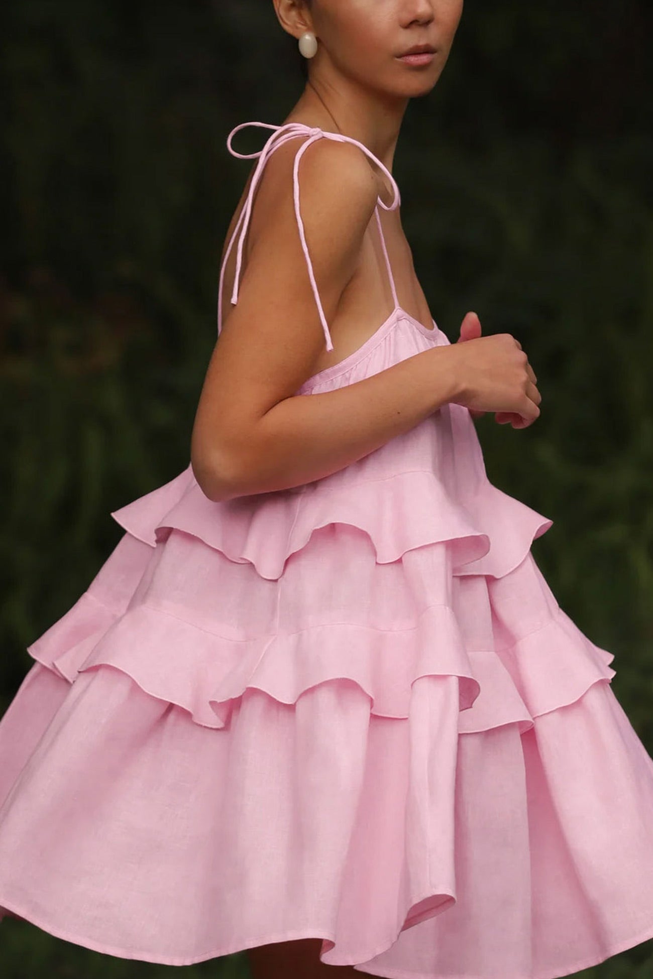 Cotton Tie-straps Tiered Cami Babydoll Dress - Fashionpara