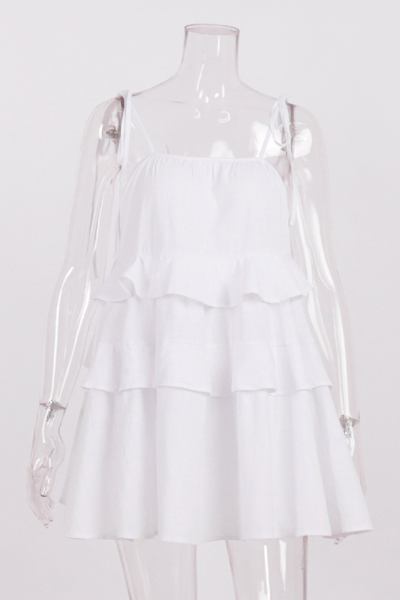 Cotton Tie-straps Tiered Cami Babydoll Dress - Fashionpara