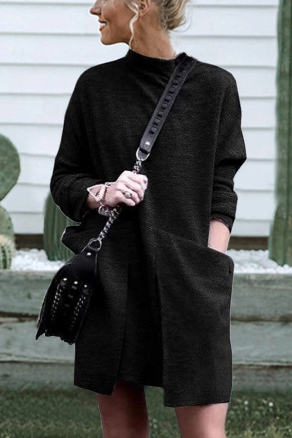 Solid Pockets Scoop Cotton Dress - Mislish