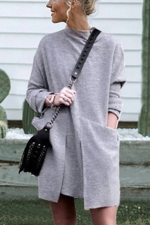 Solid Pockets Scoop Cotton Dress - Mislish