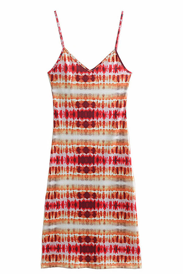 Tie Dye V-neck Spaghetti Straps Dress