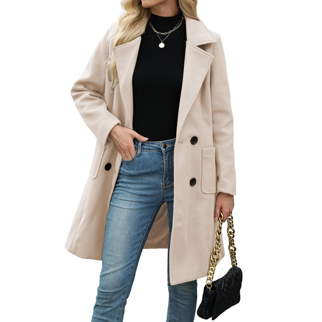 Notch Lapel Double Breasted Longline Coat 2