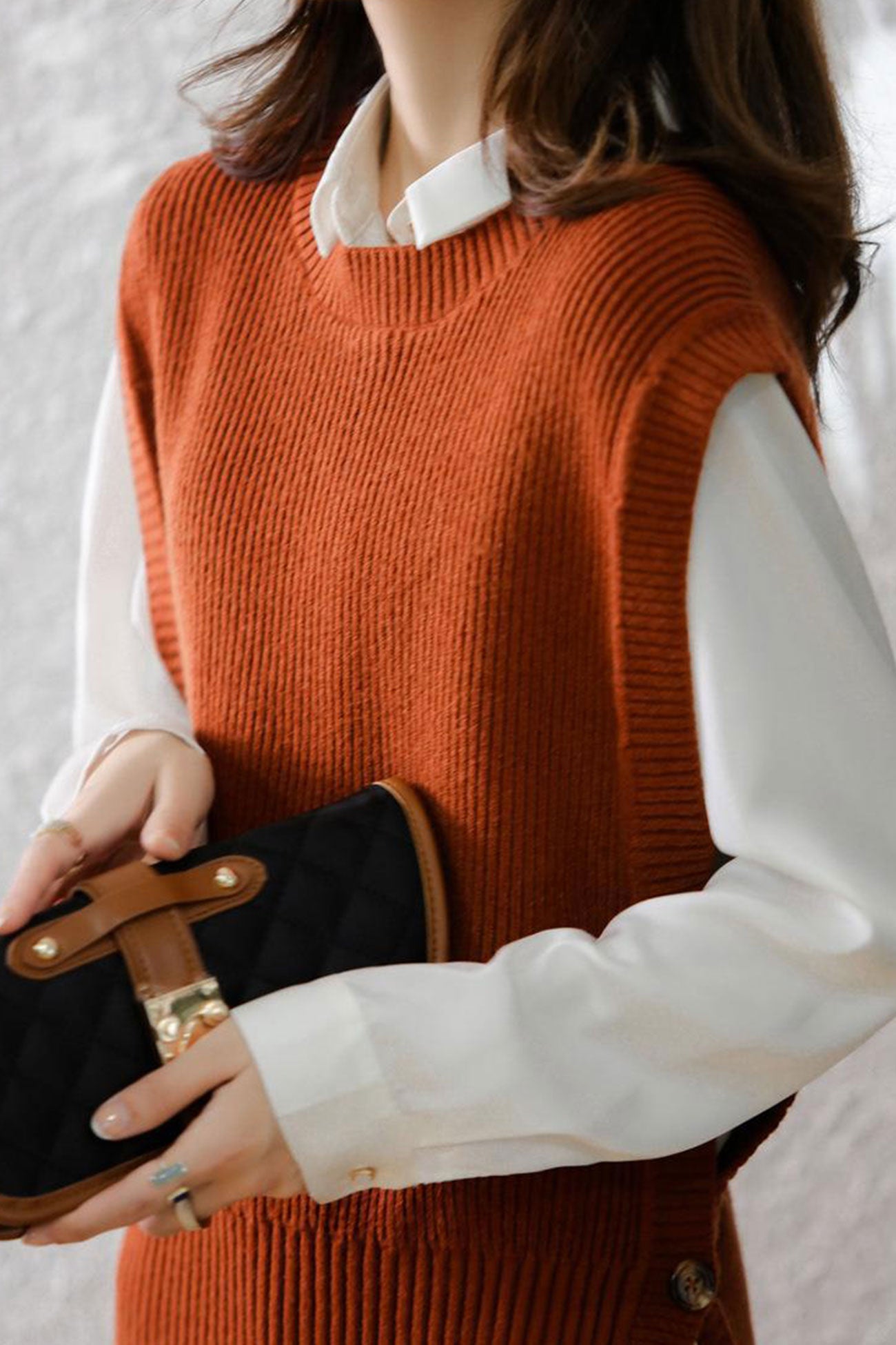 AROLORA Solid Color Wool Sweater Vest for Timeless Style