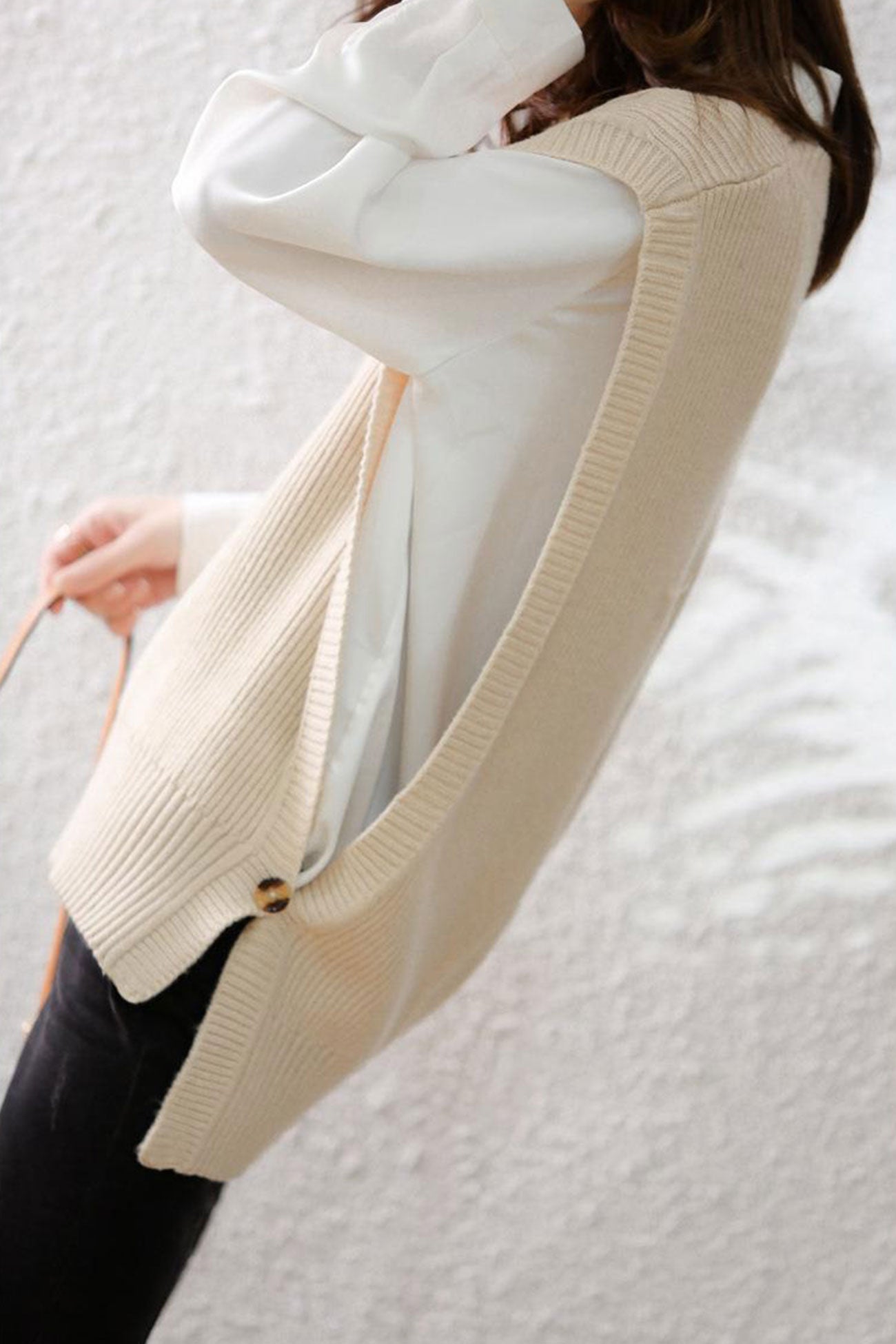 AROLORA Solid Color Wool Sweater Vest for Timeless Style