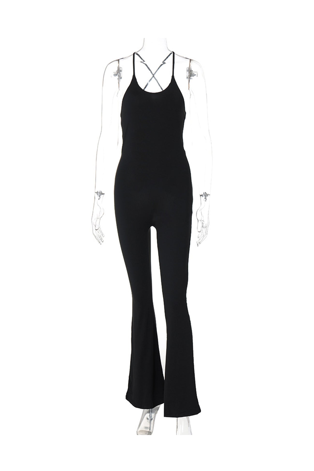 Crisscross Backless Flares Jumpsuits - Fashionpara