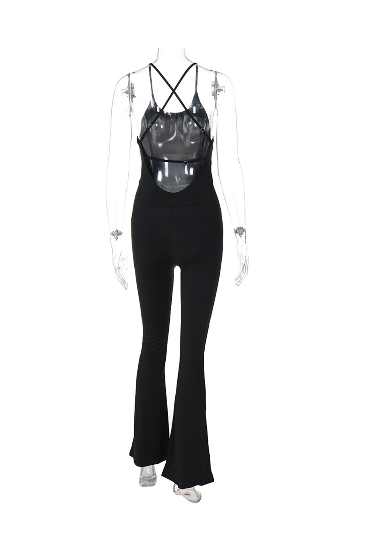 Crisscross Backless Flares Jumpsuits - Fashionpara
