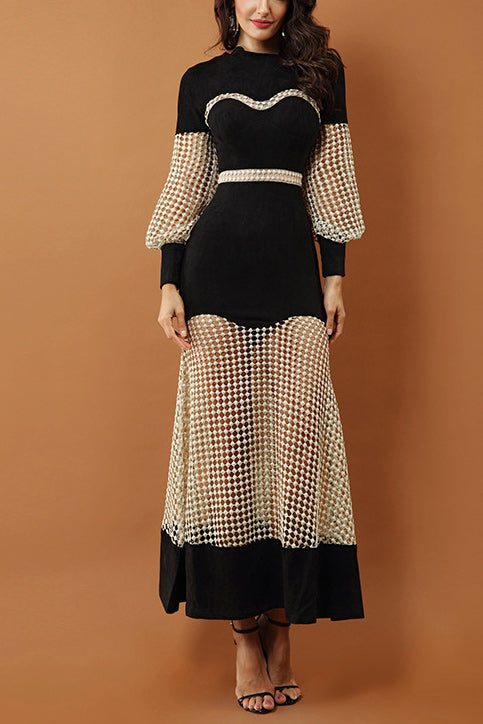 Crochet Hollow See Through Prom Dress - Mislish