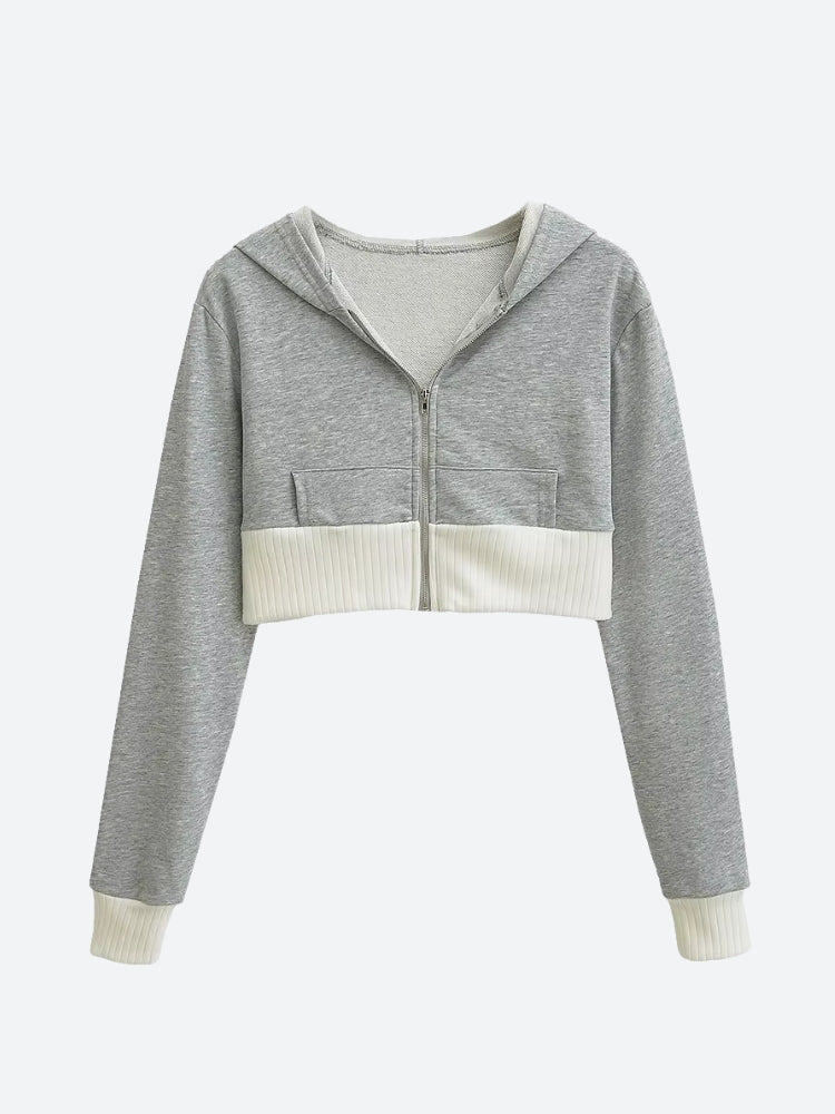 Cropped Hoodie & Mini Skirt Two Piece Set - Fashionpara