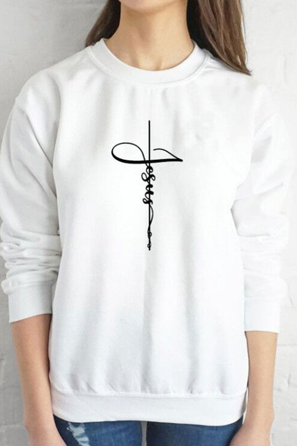 Scoop Cross Print Sweatshirt - Mislish