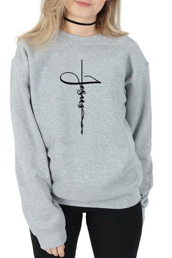 Scoop Cross Print Sweatshirt - Mislish