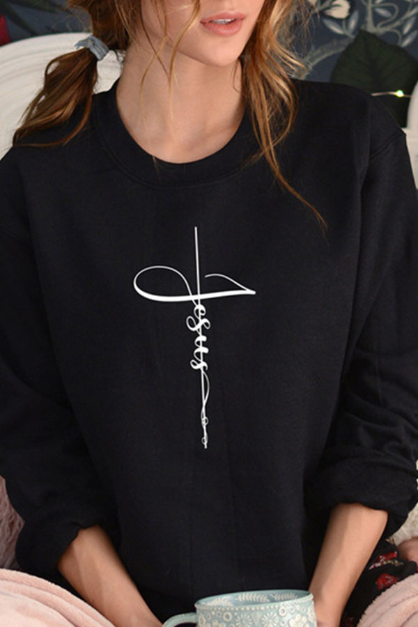Scoop Cross Print Sweatshirt - Mislish