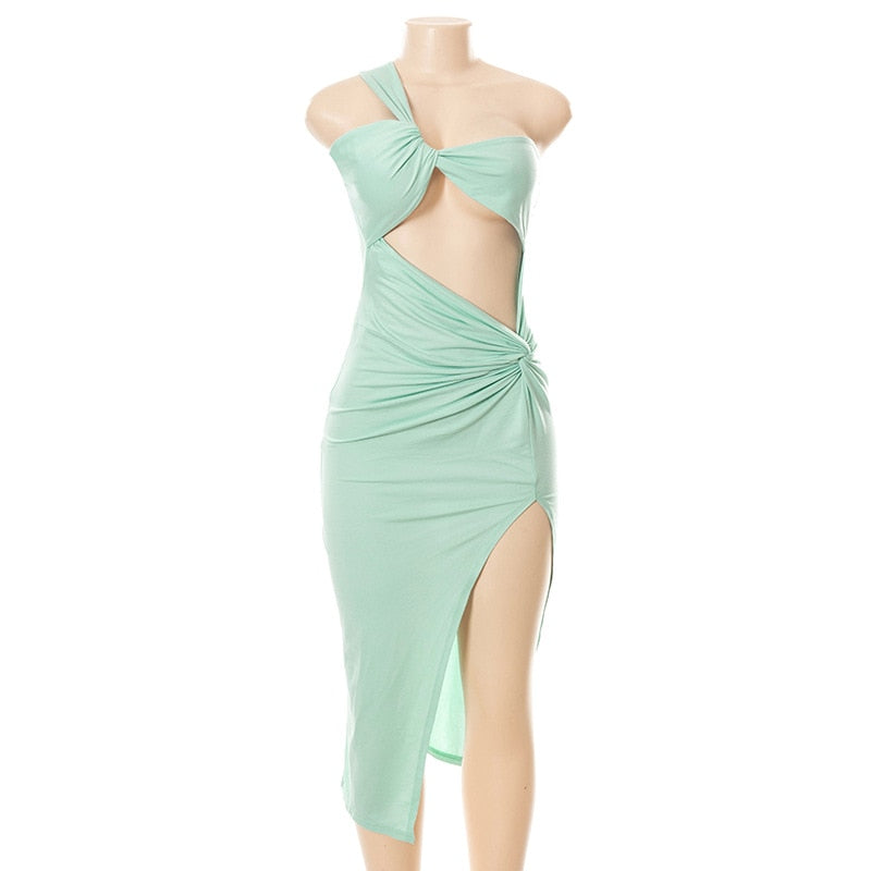 Cut Out Split Ruched Sleeveless Dresses 3