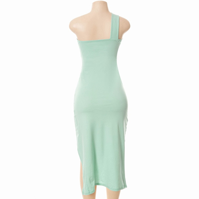 Cut Out Split Ruched Sleeveless Dresses 4