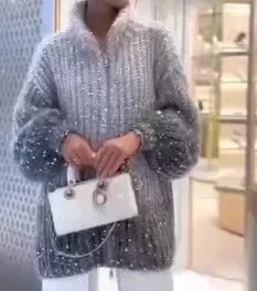 Customizable Sequin Wool Cardigan 5