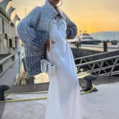 Customizable Sequin Wool Cardigan 4