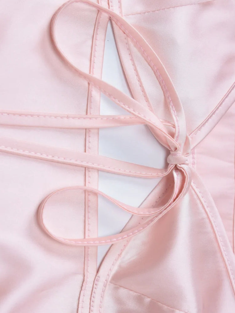 Cut Out Satin Maxi Dress - Fashionpara