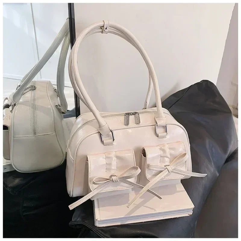 Cute Bow Tie PU Leather Underarm Shoulder Bag