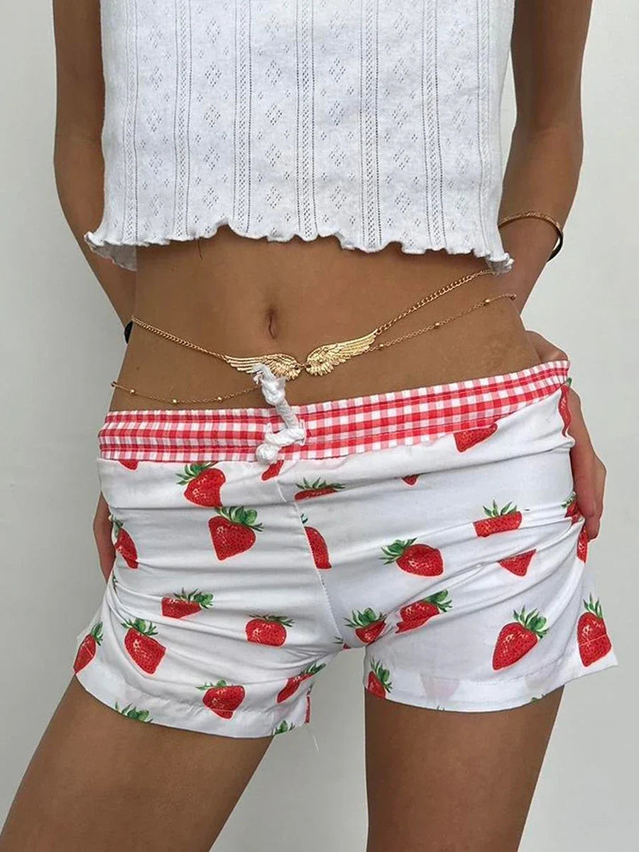 Strawberry Print Cotton Sweatshort