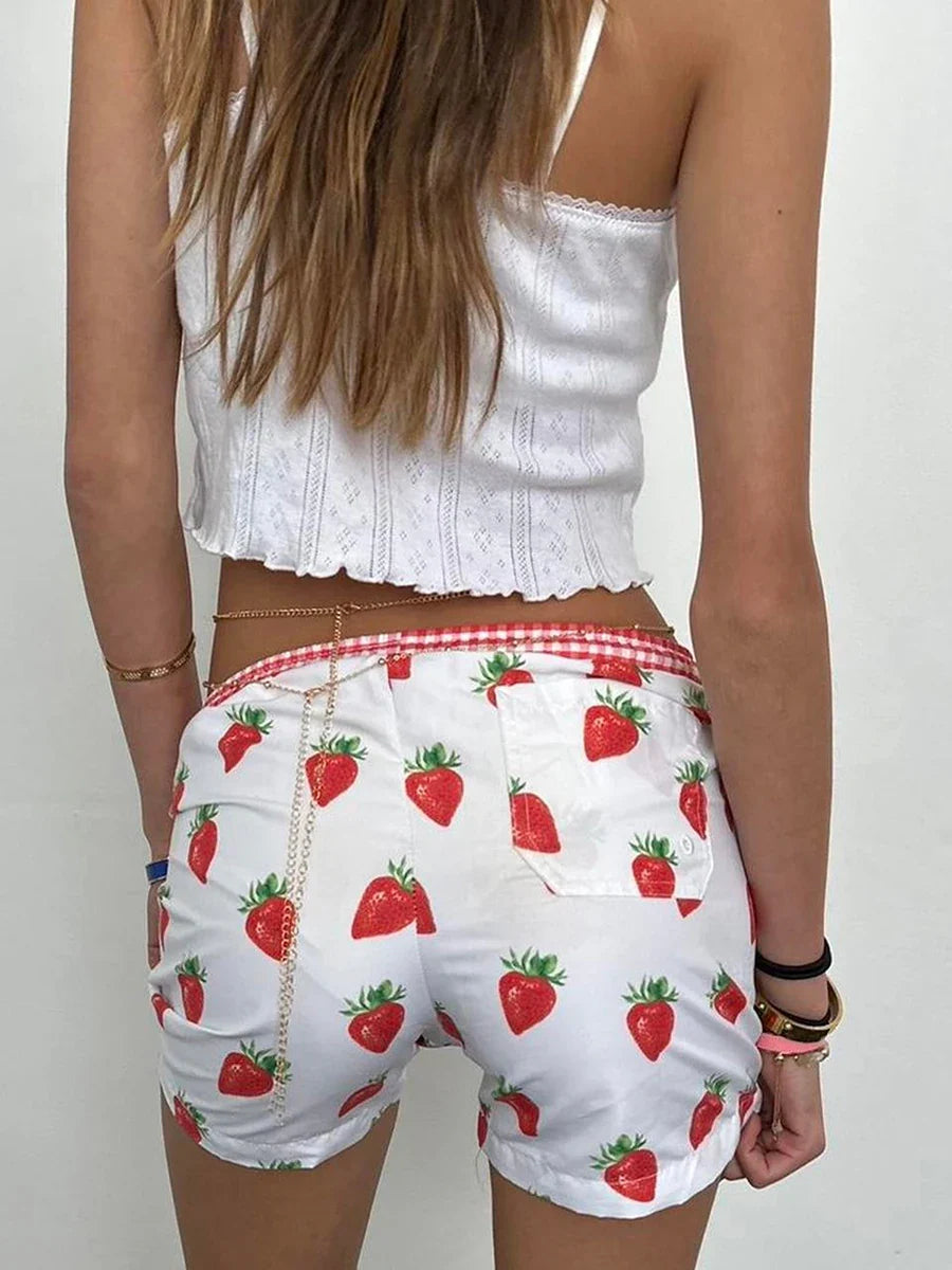 Strawberry Print Cotton Sweatshort