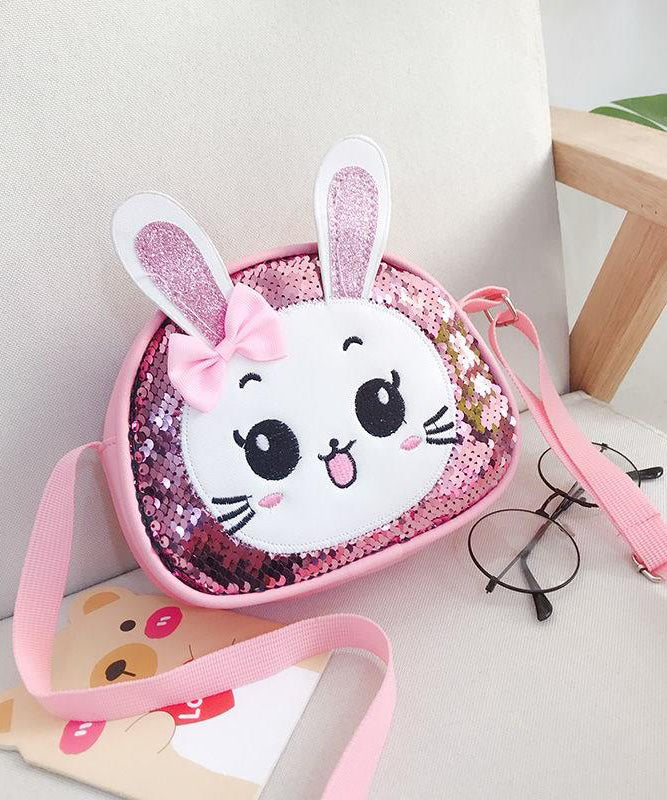 Cute Pink Cartoon Faux Leather Sequins Kids Messenger Bag