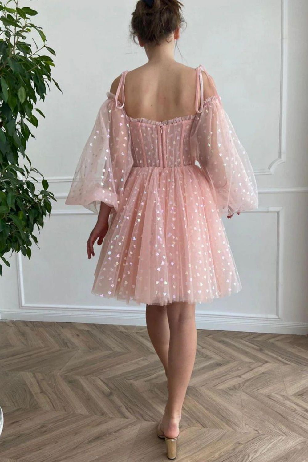 Cute A Line Off the Shoulder Pink Short Homecoming Dress - Fashionpara