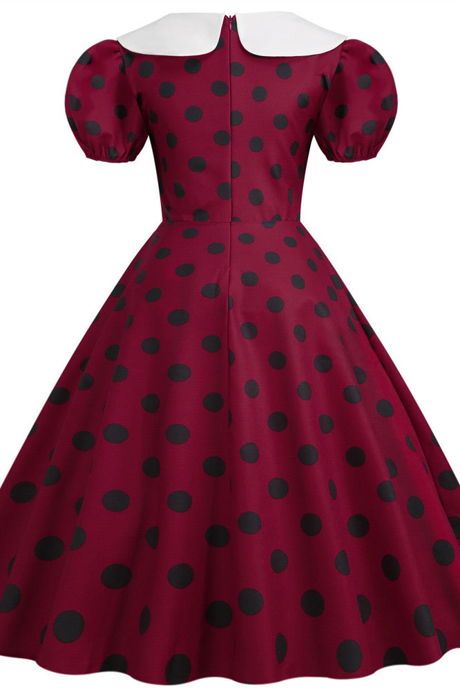 Cute Burgundy Short Sleeve A-Line Dress Fashionpara