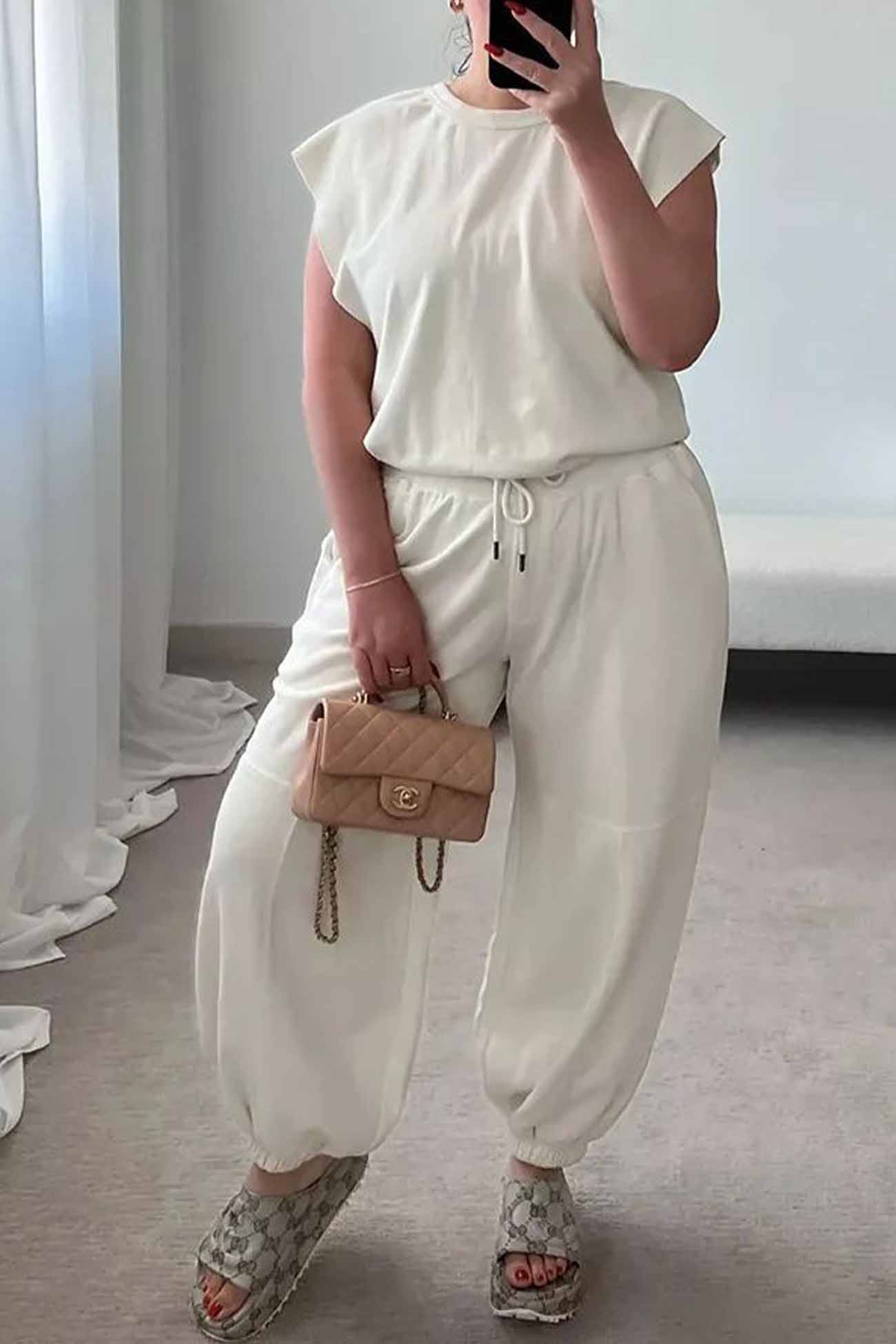 Cutout Sleeveless Drawstring Long Pants Jumpsuits