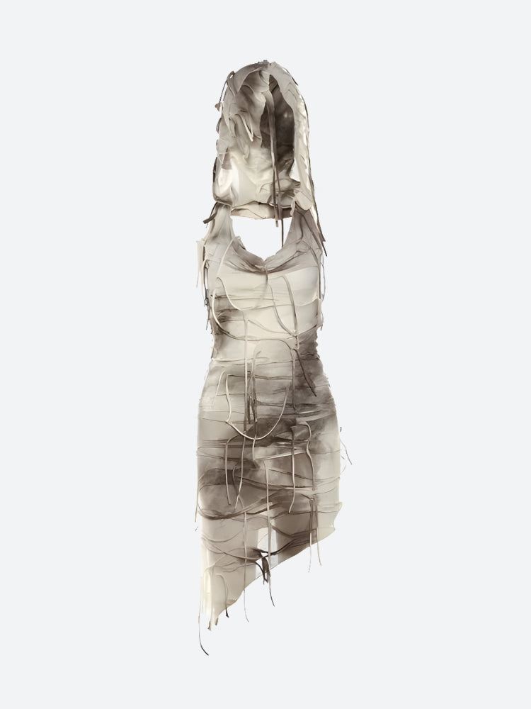 Cyberpunk Hooded Mini Dress
