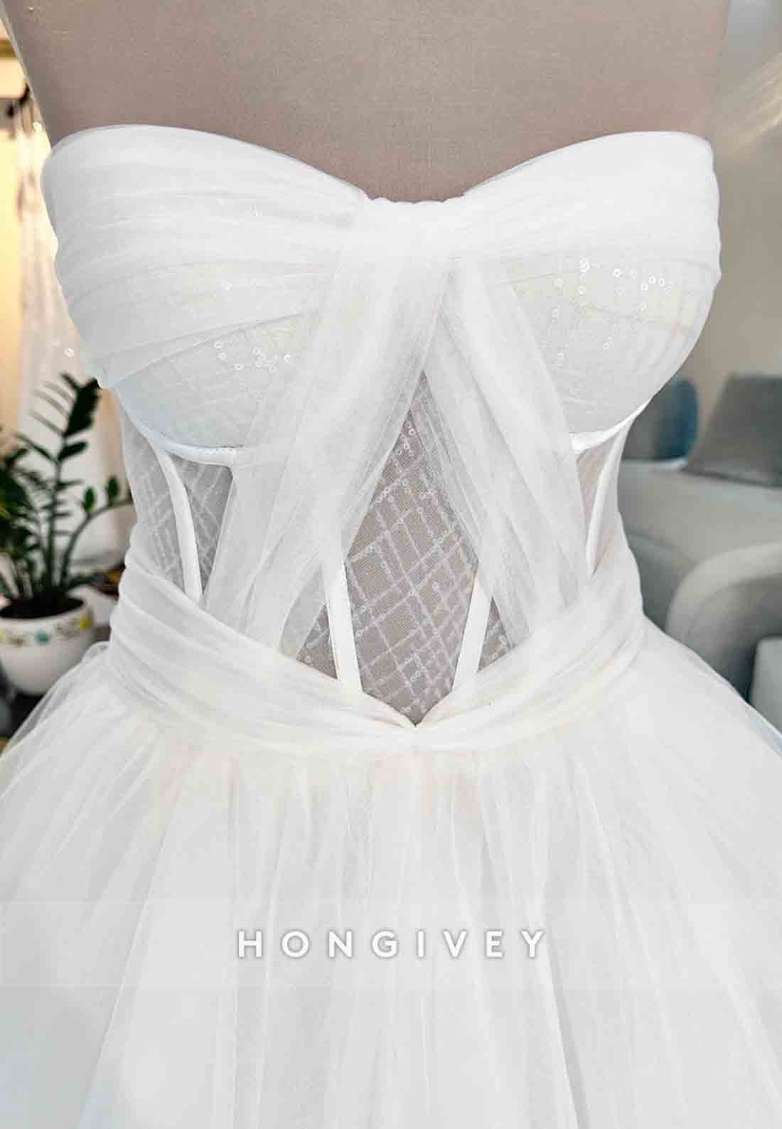 Organza Strapless Sleeveless Princess Short Wedding Dresses